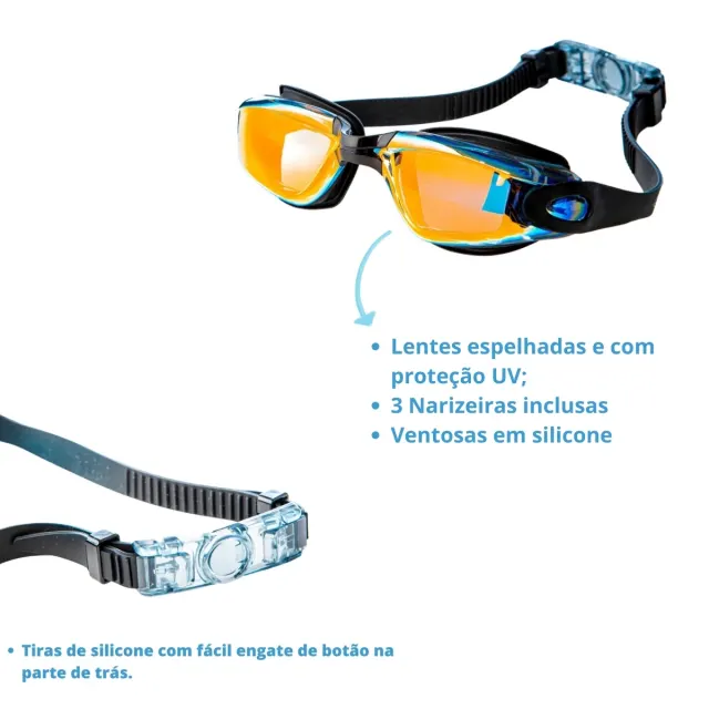 KIT PHANTER, AQUATICA e SC-01, Óculos, Touca e Nadadeira de Natação - Imagem 2