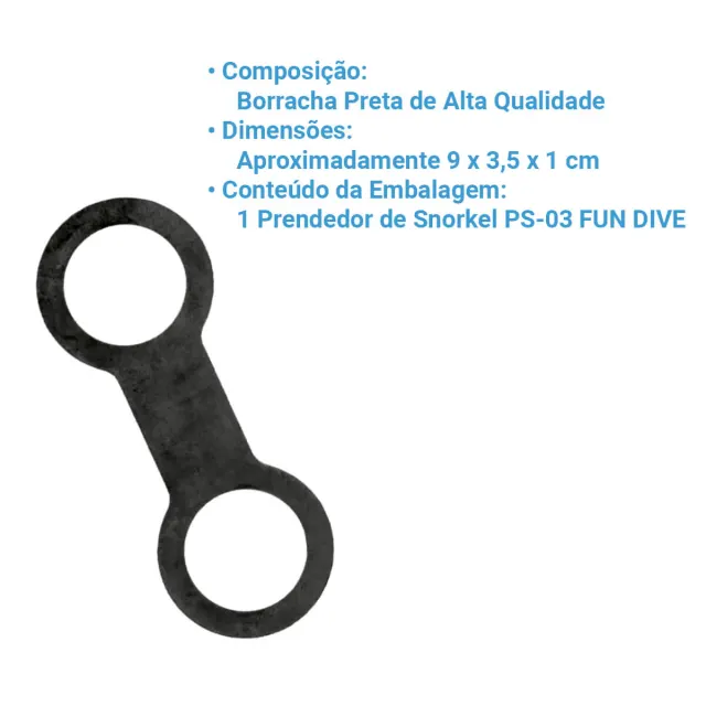 PS-03, Prendedor de snorkel em borracha Preto - Imagem 2