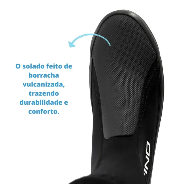 Bota de Mergulho Pino Neoprene 5mm · Zíper YKK e Sola Vulcanizada Antiderrapante - Imagem 4