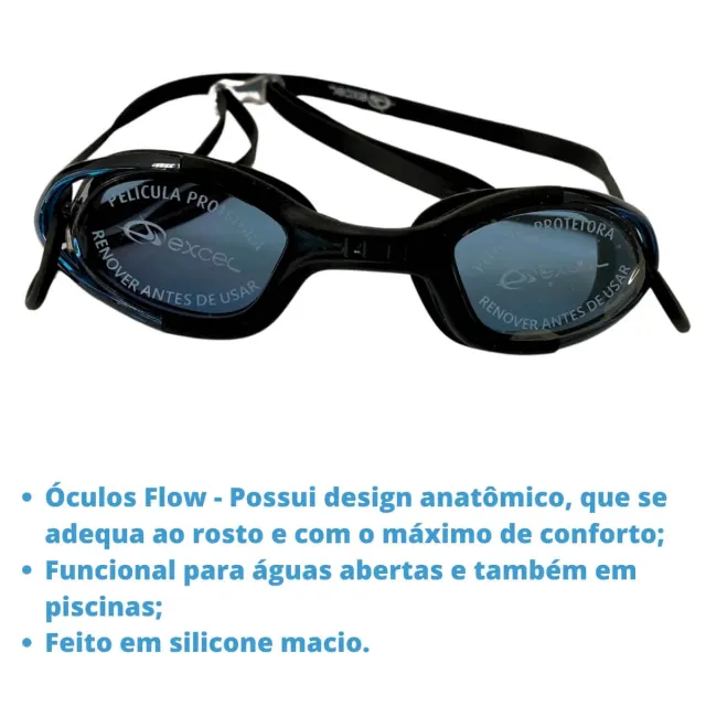 Óculos de Natação Flow Excel · Silicone com Lente de Policarbonato Antirrisco - Imagem 5