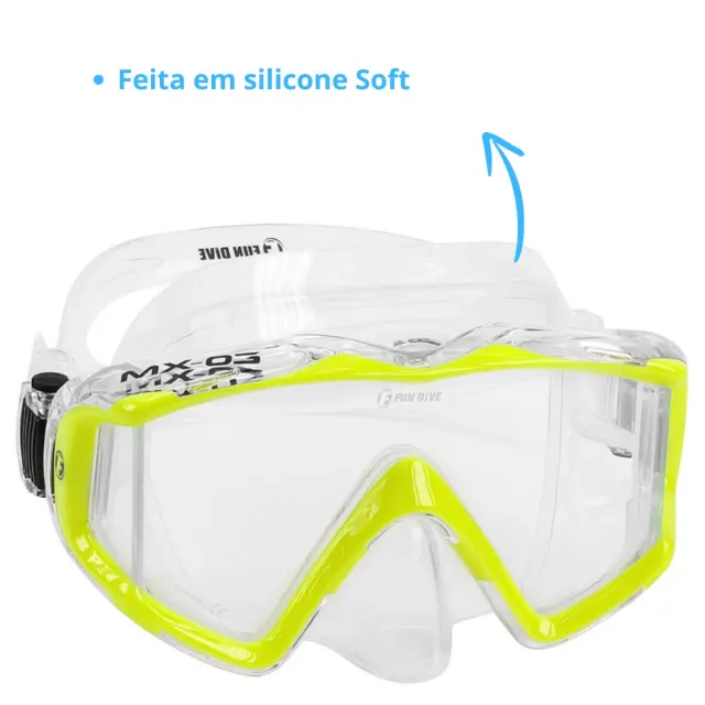 Máscara de Mergulho Panorâmica com Lente Única e Visão Lateral | Silicone Silsoft - Imagem 12