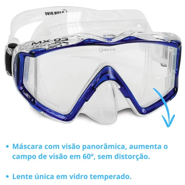Máscara de Mergulho Panorâmica com Lente Única e Visão Lateral | Silicone Silsoft - Imagem 22