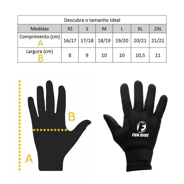 Luva de Neoprene 2mm Fun Dive G-03 com Palma em Amara - Imagem 4