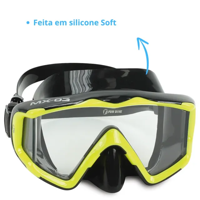 Máscara de Mergulho Panorâmica com Lente Única e Visão Lateral | Silicone Silsoft - Imagem 5