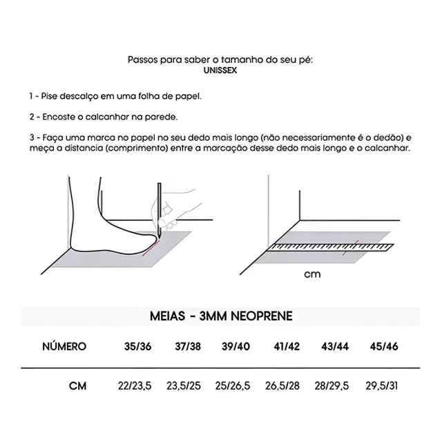 Meia Neoprene 3mm Pino · Corte Anatômico e Costuras Reforçadas - Imagem 3