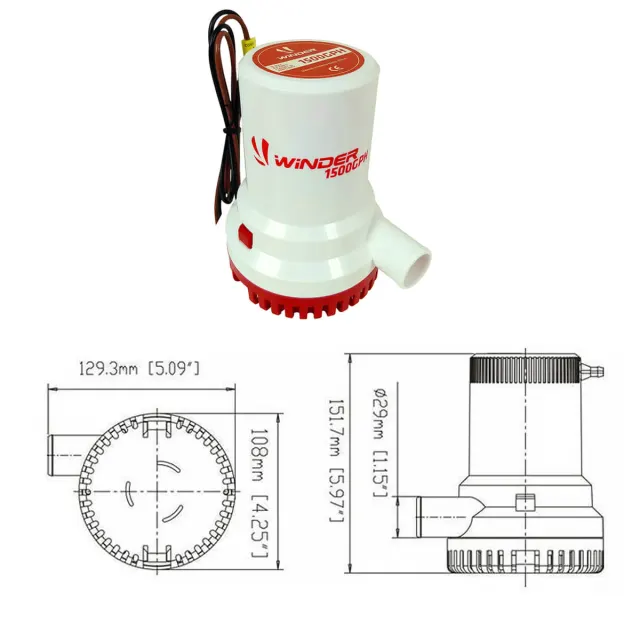 Kit Bomba de Porão 1500GPH 12V + Interruptor Automático Winder - Imagem 3