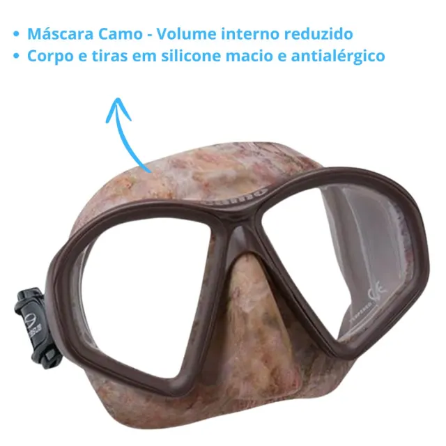 Máscara de Mergulho Camuflada Seasub Camo em Silicone para Pesca Sub - Imagem 2