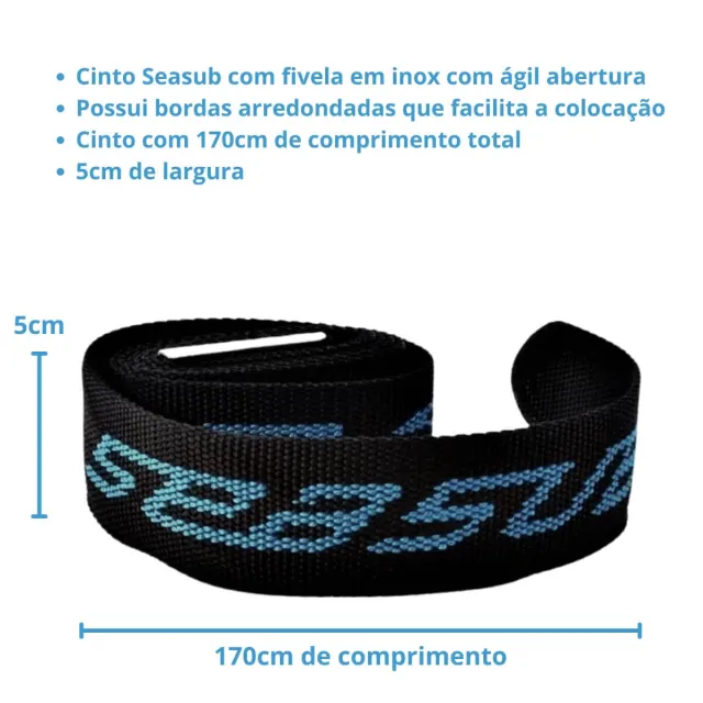 Cinto de Lastro Seasub para Pesca Sub e Apneia · Nylon 50mm com Fivela Inox - Imagem 3