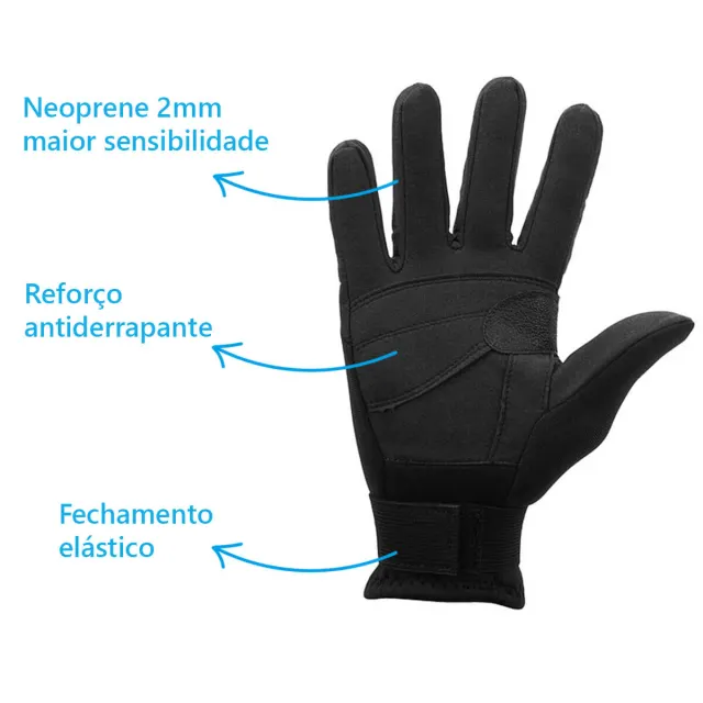 Luva de Neoprene 2mm Fun Dive G-03 com Palma em Amara - Imagem 3