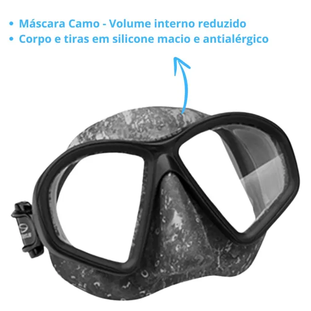 Máscara de Mergulho Camuflada Seasub Camo em Silicone para Pesca Sub - Imagem 8