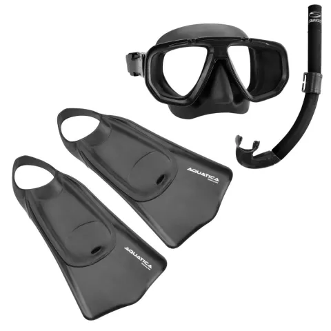 KIT DUA AQUATICA, Máscara Snorkel e nadadeira Pala Curta Natação