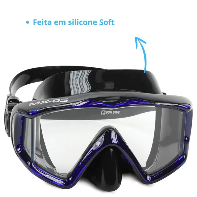 Máscara de Mergulho Panorâmica com Lente Única e Visão Lateral | Silicone Silsoft - Imagem 2