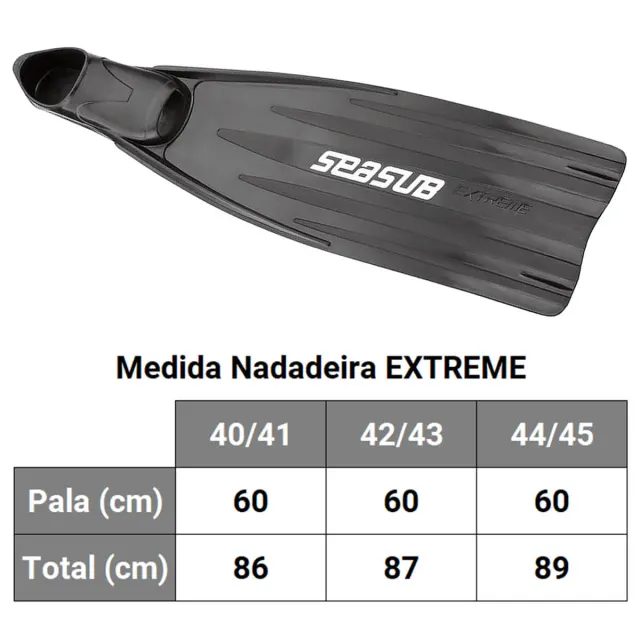 Nadadeira Pala Longa Seasub Extreme para Apneia e Pesca Submarina - Imagem 3