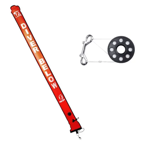 Spool + Deco Marker Fun Dive, Carretilha 45m e Bóia 180cm Laranja