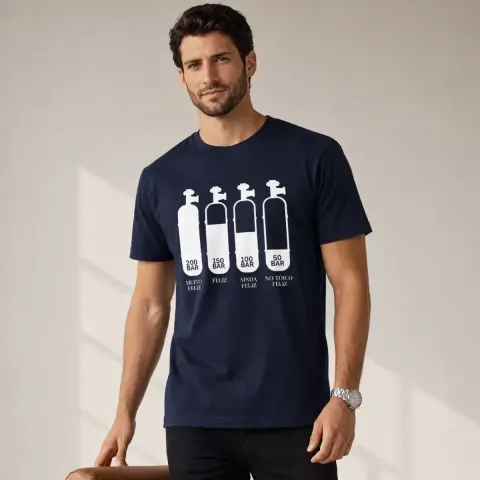 Camiseta de Mergulho Níveis de Felicidade Algodão Imersa Divers