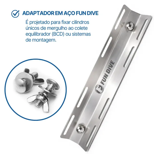 Kit Backplate Fun Dive em Aço Inox 304 com Adaptador ASA - Imagem 9