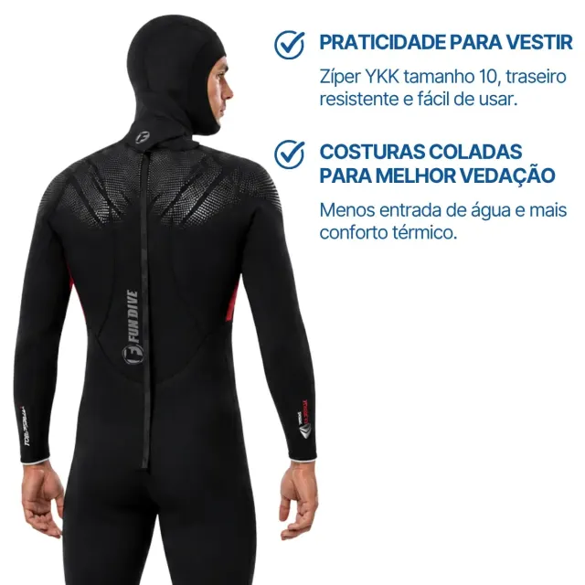 Kit Roupa de Mergulho Fun Dive Neoflex 7mm com Colete e Capuz - Imagem 13