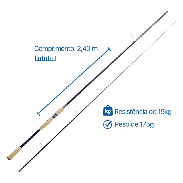 TRIDENTE SPINNING 2.40, Vara Spinning - Acompanha bolsa oxford impermeável - Imagem 9