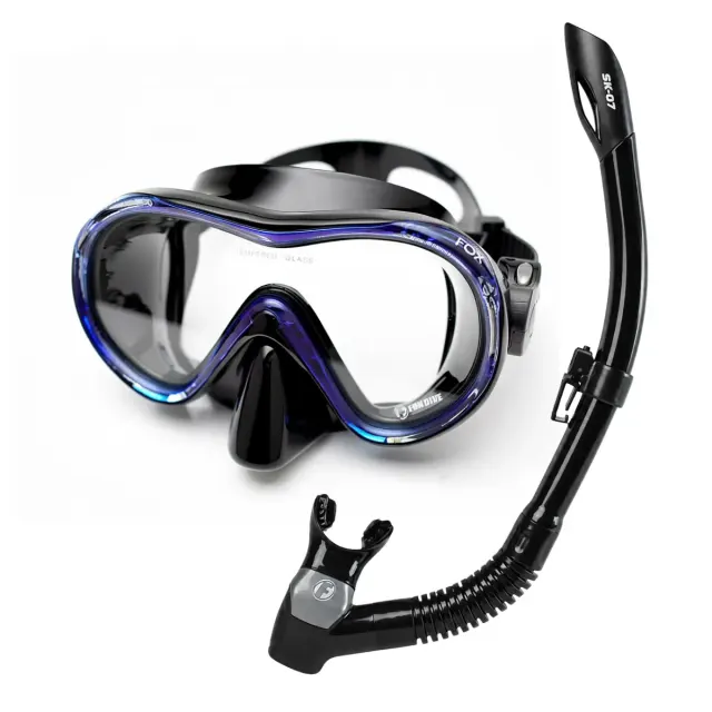 Kit Máscara e Snorkel Fox SK-07 Fun Dive com Vidro Temperado e Dupla Válvula - Imagem 14