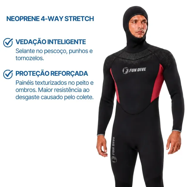Kit Roupa de Mergulho Fun Dive Neoflex 7mm com Colete e Capuz - Imagem 12