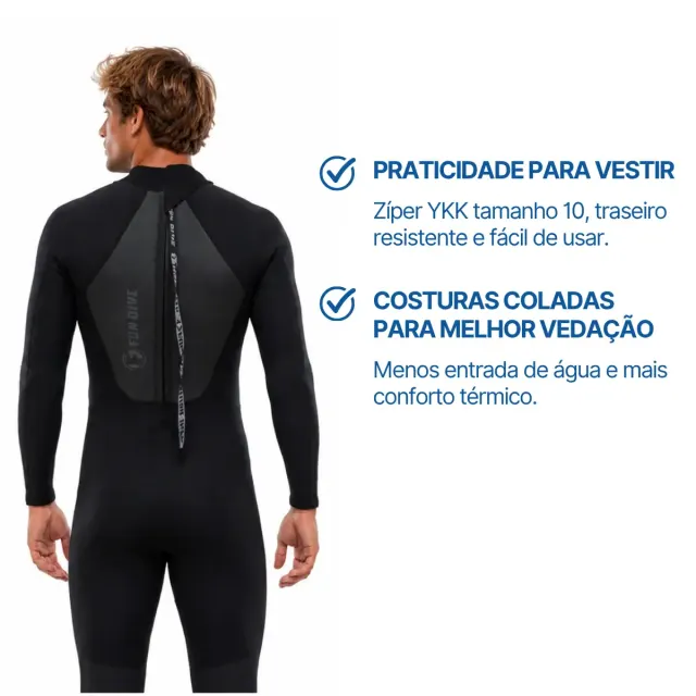 Roupa de Mergulho Neoprene 1.5mm Fun Dive Summer — Macacão Longo Unissex - Imagem 4