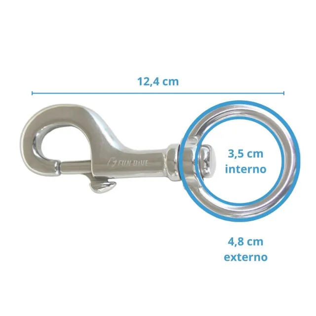 SS-124, Mosquetão Inox 124mm - Imagem 2