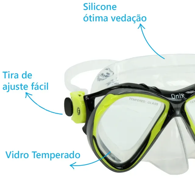 Kit Máscara Onix + Snorkel SK-09 Fun Dive em Silicone para Mergulho, Snorkeling e Pesca Submarina - Imagem 21