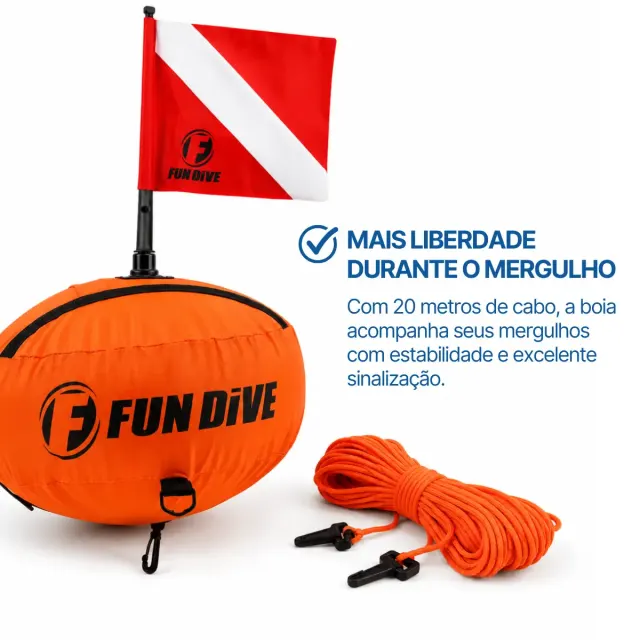 Boia de Mergulho Fun Dive BOIA-01R Redonda com Capa de Nylon e Cabo 20m - Imagem 6