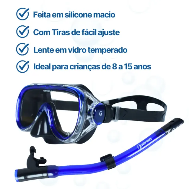 Kit de Mergulho Infantil Fun Dive: Máscara Búzios + Snorkel SK-03 + Nadadeira Dolphin - Imagem 14