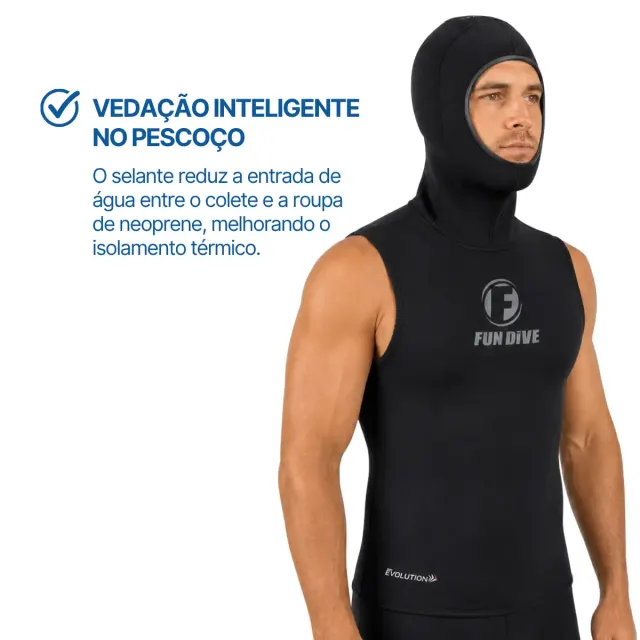 Colete com Capuz de Neoprene 3mm Fun Dive COL-NEOFLEX - Imagem 4