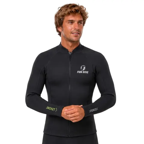 Jaqueta de Neoprene 1.5mm Fun Dive · Manga Longa com Zíper Frontal