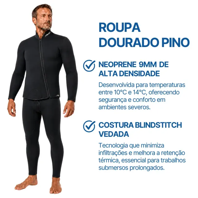 Roupa de Neoprene 9mm Pino Dourado para Mergulho Comercial e Garimpo Subaquático - Imagem 2