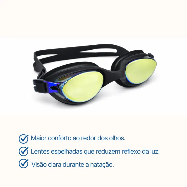 RACER, Óculos Natação Espelhado - Preto - Imagem 5