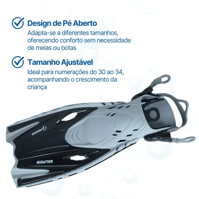 Nadadeira Pé de Pato Infantil Fun Dive Dolphin, Pé Aberto do 30 ao 34 - Imagem 2