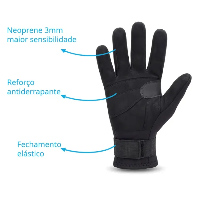 Luva de Mergulho Neoprene 3mm Fun Dive G-03 com Palma e Dedos em Amara - Imagem 4