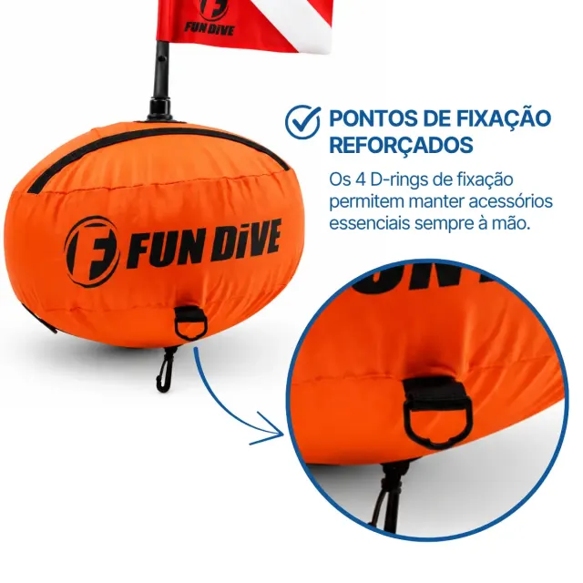 Boia de Mergulho Fun Dive BOIA-01R Redonda com Capa de Nylon e Cabo 20m - Imagem 3