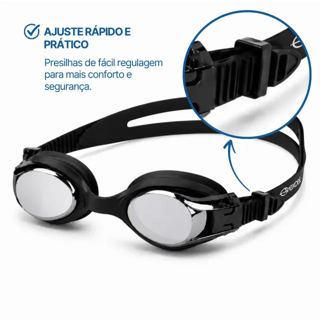 Óculos de Natação Adulto Excel Comet com Vedação em Silicone e Lentes em Policarbonato - Imagem 20