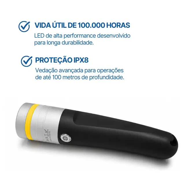 Lanterna de Mergulho LUX Fun Dive 2000 Lumens Recarregável IPX8 100m - Imagem 10