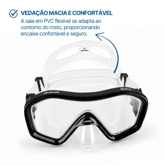 Kit Mergulho Fun Dive Máscara Rio + Snorkel SK-09 para Snorkeling, Apneia e Pesca Submarina - Imagem 35