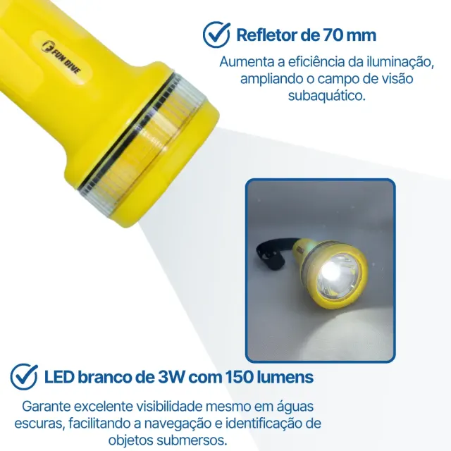 Lanterna de Mergulho Thor LED Fun Dive 150 Lumens à Prova d'Água até 50 m - Imagem 3