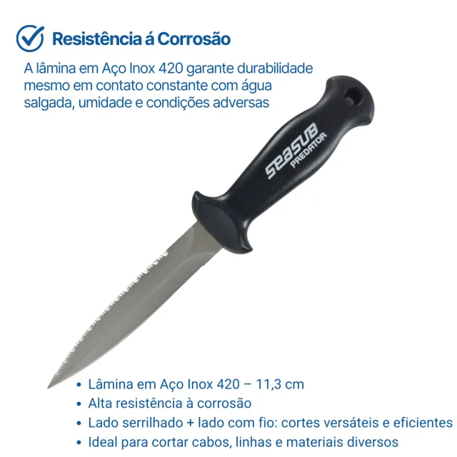 PREDATOR, Faca com Tiras e Bainha Seasub  - Imagem 3