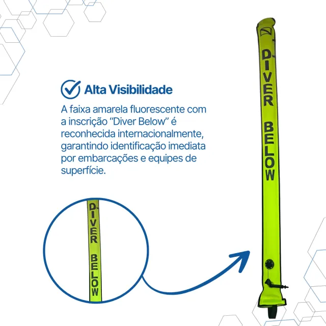 Salsichão de Mergulho Seasub Deco Marker Amarelo 180cm com Pochete - Imagem 3