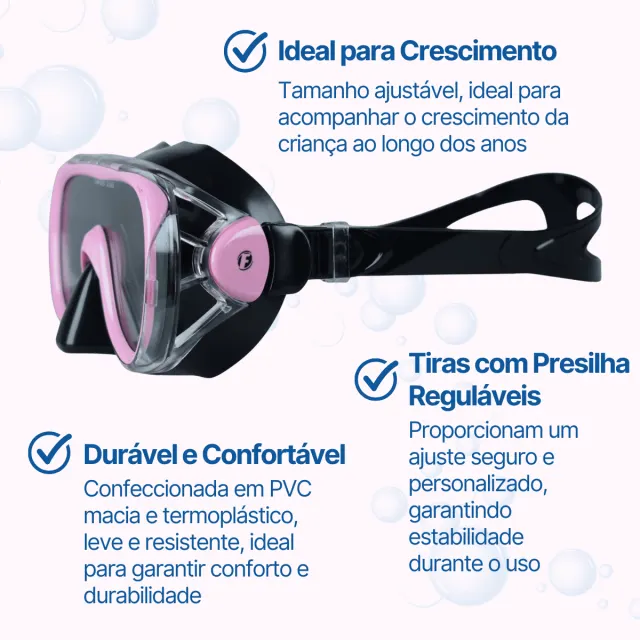 Kit de Mergulho Infantil Fun Dive Búzios com Máscara de Vidro Temperado e Snorkel Semi Seco - Imagem 12