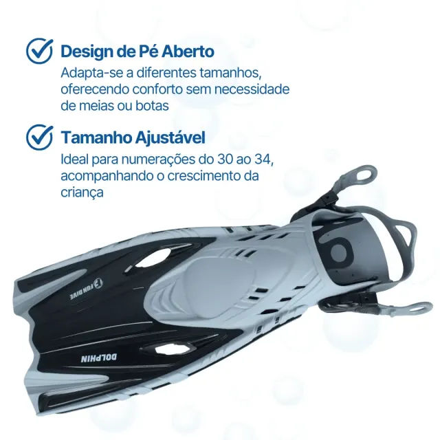 Kit de Mergulho Infantil Fun Dive: Máscara Búzios + Snorkel SK-03 + Nadadeira Dolphin - Imagem 16