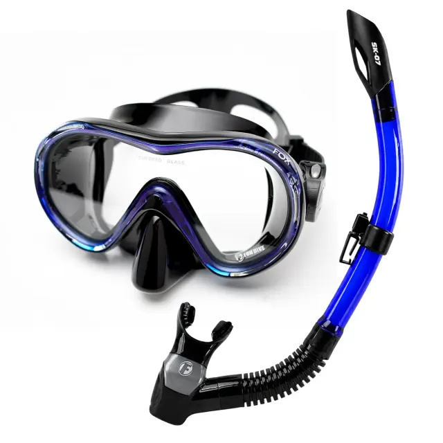 Kit Máscara e Snorkel Fox SK-07 Fun Dive com Vidro Temperado e Dupla Válvula - Imagem 23