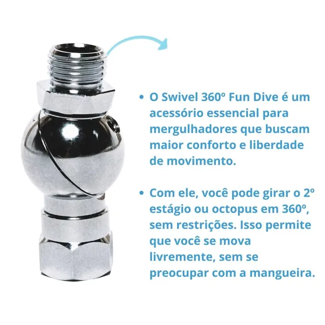 SW-01, Swivel 360º para Regulador Mergulho 2º Estágio - Imagem 2