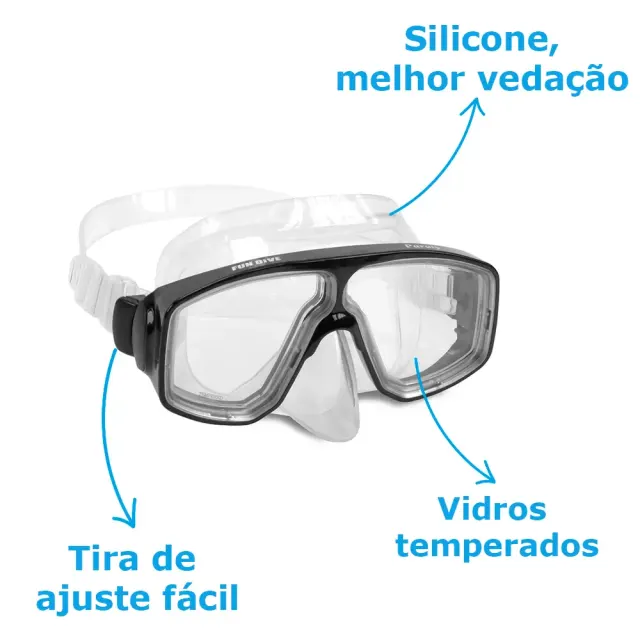 Kit de Mergulho Fun Dive Máscara Paraty 2 Lentes em Silicone + Snorkel SK-09 - Imagem 33