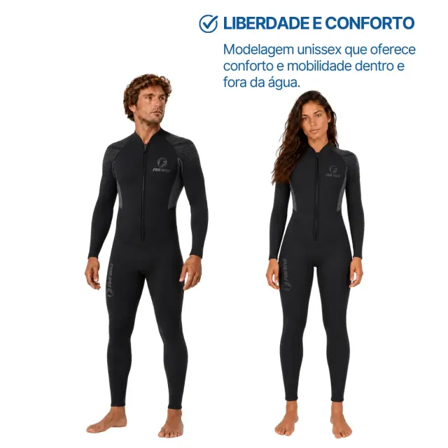Roupa de Mergulho Fun Dive Rocas 5mm Neoprene Zíper YKK Frontal Unissex - Imagem 5