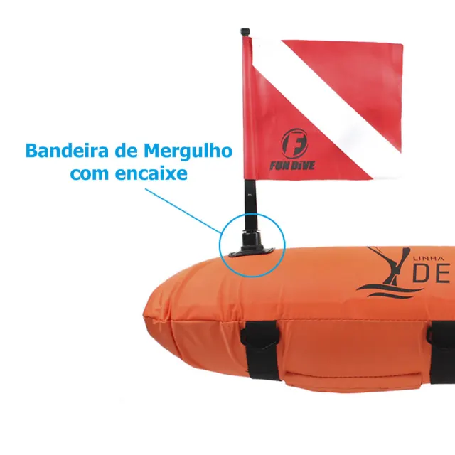 Boia Torpedo Fun Dive · Sinalização de Mergulho com Bandeira e 6 D-rings - Imagem 5