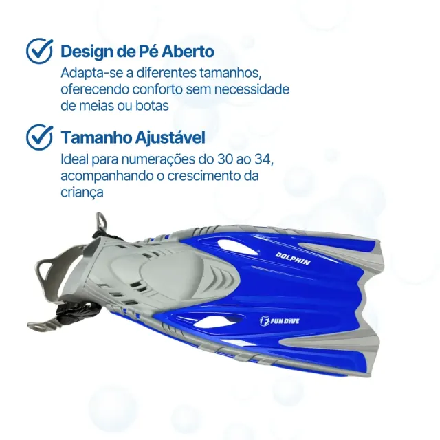 Nadadeira Pé de Pato Infantil Fun Dive Dolphin, Pé Aberto do 30 ao 34 - Imagem 7